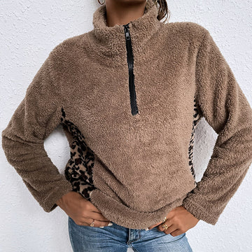 Leopard Print Long-sleeved Top And Hoodie Women