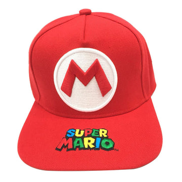 Red Snapback Cap with “M” Logo – Cartoon-Inspired Streetwear Hat