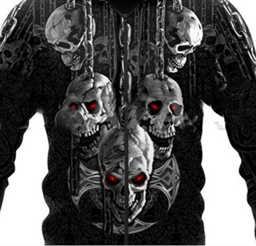 Long Sleeve Horror Skull Print 3D Sweater Men