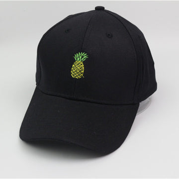 Black Baseball Cap with Green Pineapple Detail – Bold, Minimal & Easy to Style