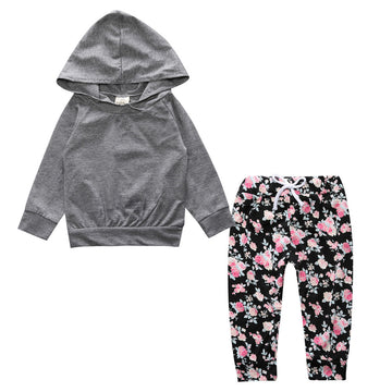 Children's Clothing New Middle And Small Children Autumn Floral Two-Piece Set