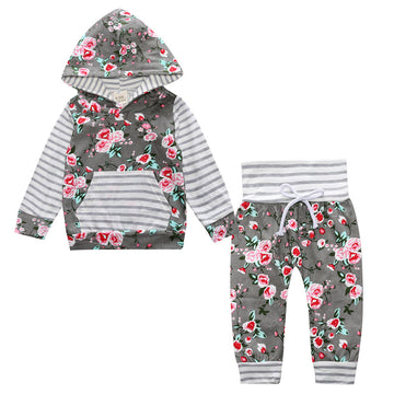 Heather Floral: A versatile grey marl hoodie featuring elegant rose-print accents. Durable, breathable, and designed for active toddlers and girls.