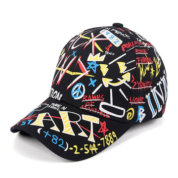 Multi-colored neon script on a deep black crown. A standout piece for night-owl style.