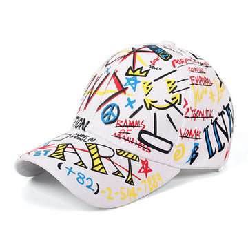 Dynamic graffiti design featuring bold primary colors on white. Fresh and artistic.