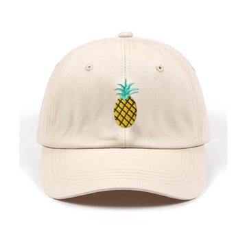 Beige Casual Baseball Cap with Pineapple Detail – Simple, Soft & Versatile Look
