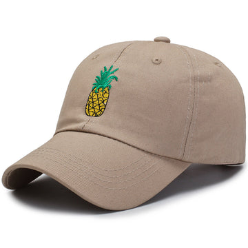 Beige Baseball Cap with Pineapple Embroidery – Simple, Clean & Everyday Casual Wear