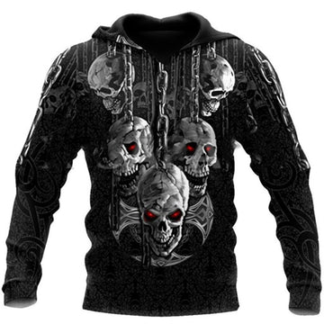 Long Sleeve Horror Skull Print 3D Sweater Men