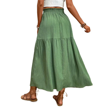 Forest Tier: Vibrant dark green maxi with a comfortable elastic waist. A versatile piece that transitions from beach to brunch.