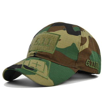 Traditional green and brown camo. A rugged, high-performance cap for the trail or the range.