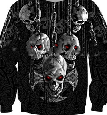 Long Sleeve Horror Skull Print 3D Sweater Men