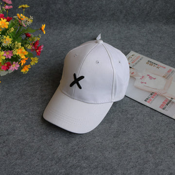 White baseball cap with black embroidered X for students