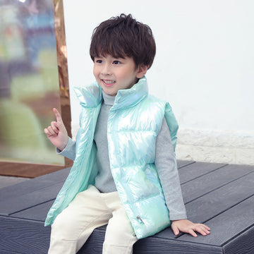 Minty Fresh: Soft pastel mint green puffer vest. Lightweight yet insulated, designed to keep kids warm without the bulk.