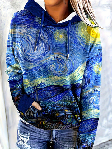 3D Digital-Print Casual Streetwear Womens Pullover Hoodie