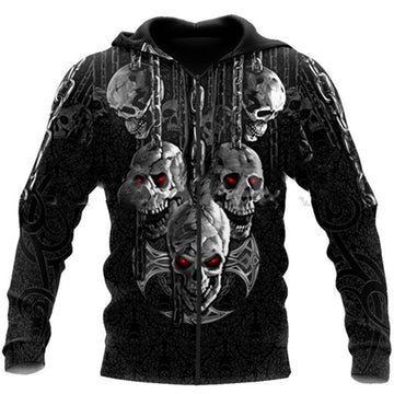 Long Sleeve Horror Skull Print 3D Sweater Men