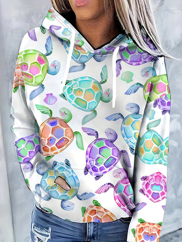 3D Digital-Print Casual Streetwear Womens Pullover Hoodie