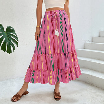 Magenta Dream: Vibrant, full-length skirt with a flattering elastic waist. A must-have for festival season.