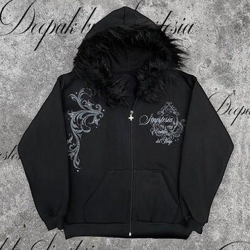 Short Gothic Punk Top With A Print