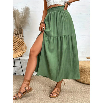 Sage Willow: Soft green boho-style maxi. Breathable tiered construction designed for effortless vacation style.