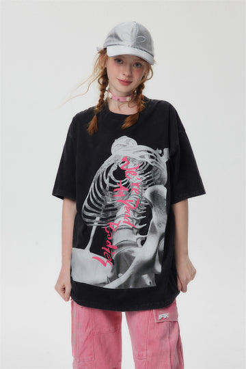 Fashion Skull Letter Print Short-sleeve Men