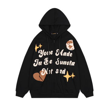 Unisex Hooded Printed Cardigan Hoodie
