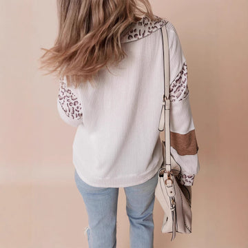 Fashion Leopard Print Printed Lapel Long Sleeve Hoodie