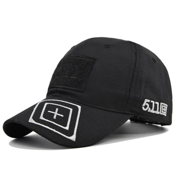 Features a reinforced front panel for custom patches. Durable cotton-blend with a breathable finish.