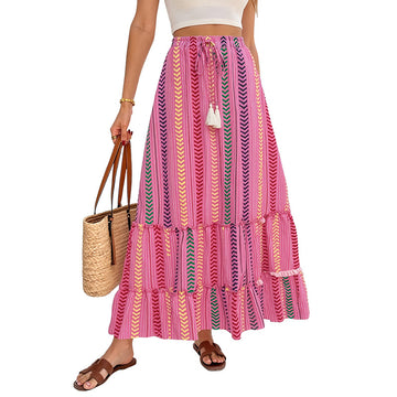 Resort Chic: Elegant tiered design with a relaxed fit. Pairs perfectly with a simple crop top or bikini.