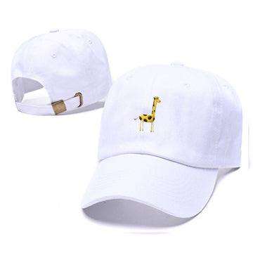 Lightweight, breathable white cap with an adjustable back. Minimalist animal charm.