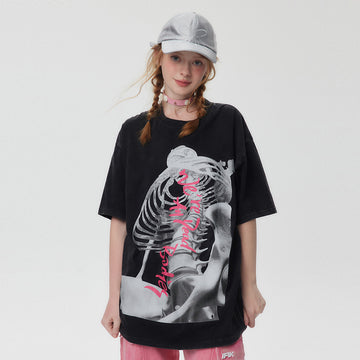 Fashion Skull Letter Print Short-sleeve Men