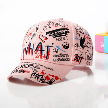 Playful graffiti script on a soft pink base. Trendy, unique, and full of personality.