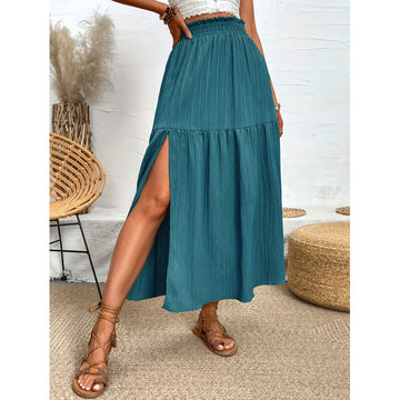 Teal Breeze: Striking deep teal blue tiered skirt. A unique pop of color with a classic boho-chic silhouette.