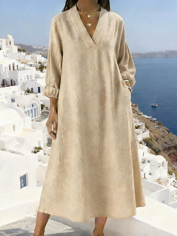 Toasted Almond: Elegant tan-colored maxi. A versatile staple piece that offers a clean, sophisticated aesthetic.
