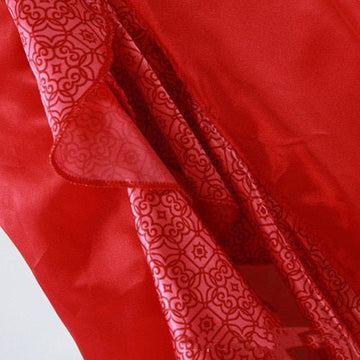 Intricate Ruffles: A close-up look at the shimmering red satin and delicate white trim. High-quality stitching ensures a premium feel for every twirl.