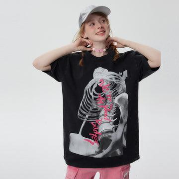 Fashion Skull Letter Print Short-sleeve Men