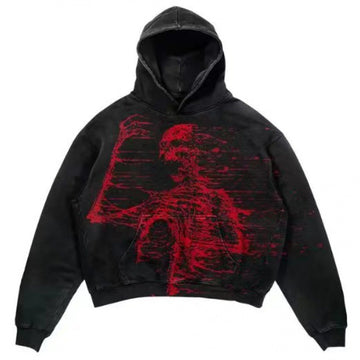 Casual Letter Explosion Print Hoodie Men Harajuku Vintage