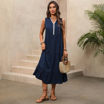 Navy Tiered: Features a flattering V-neckline and tiered panels for a chic, feminine look. Comfortable and breezy.