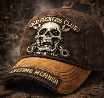 Featuring a skull and crossbones "Lifetime Member" patch. A premium, low-profile hat for the unapologetic veteran.