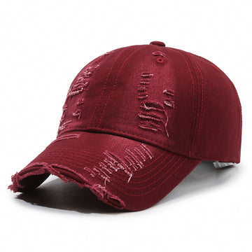Deep wine-toned cotton with intentional fraying. A rich, moody color for a bold streetwear look.