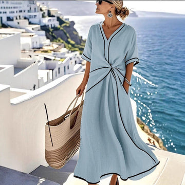 Women's Fashion Loose Striped Print Long Dress