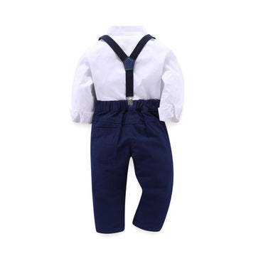 Gentleman's Fit: A complete navy blue trouser set with stylish suspenders. Perfect for weddings, holidays, and special family occasions.