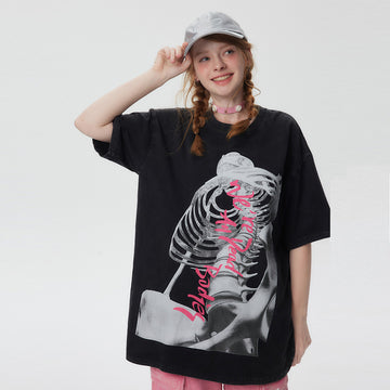 Fashion Skull Letter Print Short-sleeve Men